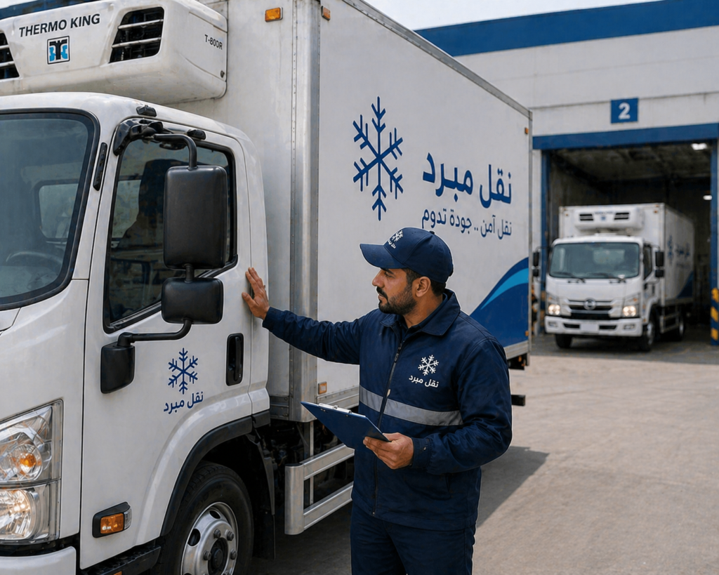 سائق يفحص سيارة تبريد قبل الانطلاق
