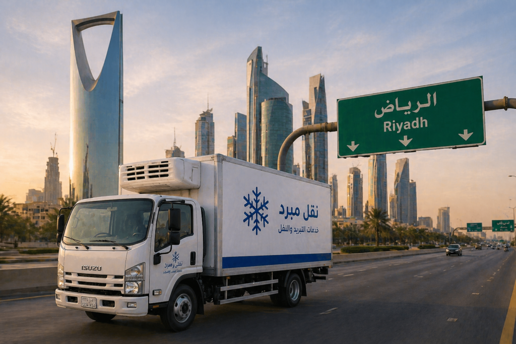 شاحنة نقل مبرد داخل مدينة الرياض لتغطية جميع الأحياء وخدمات التوصيل السريع
